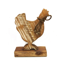 Kogut Kura z drewna z recyclingu Brązowo-Beżowa